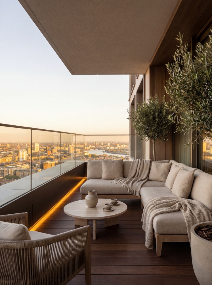 Luxury rooftop balcony